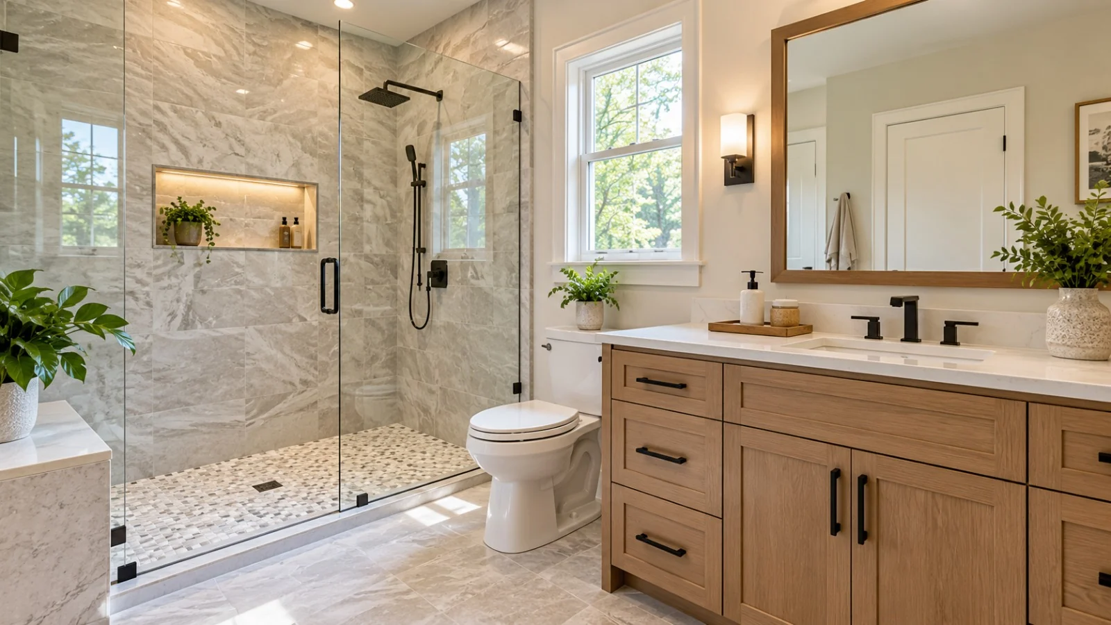 Bathroom tiled shower